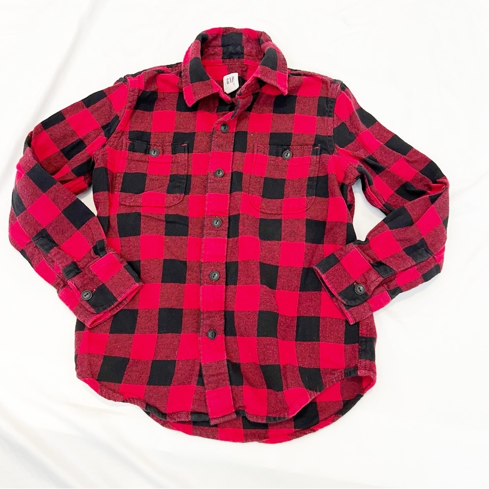 Gap Red Flannel Button Down Shirt Boys Size Small